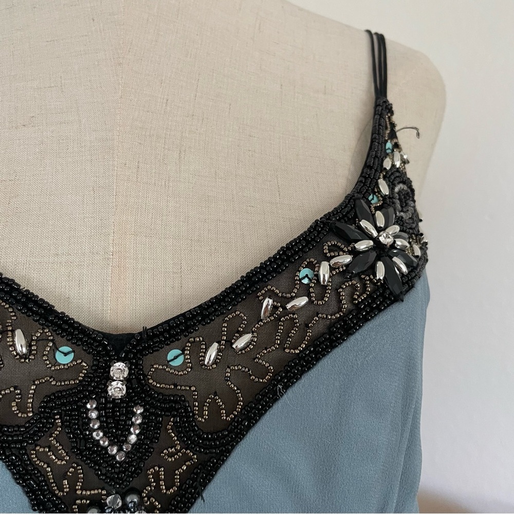 SOLD Vintage Y2K Sue Wong Fairy Beaded Embellished Silk Midi Dress - Picture 10 of 12